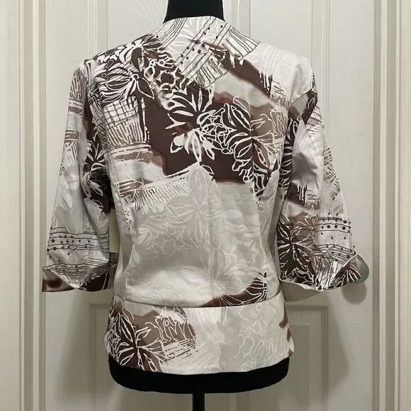 NWT Coldwater Creek Open Front Blazer Beaded Sequin Cotton Jacket Ruffle Sz 12P‎ - Picture 3 of 11